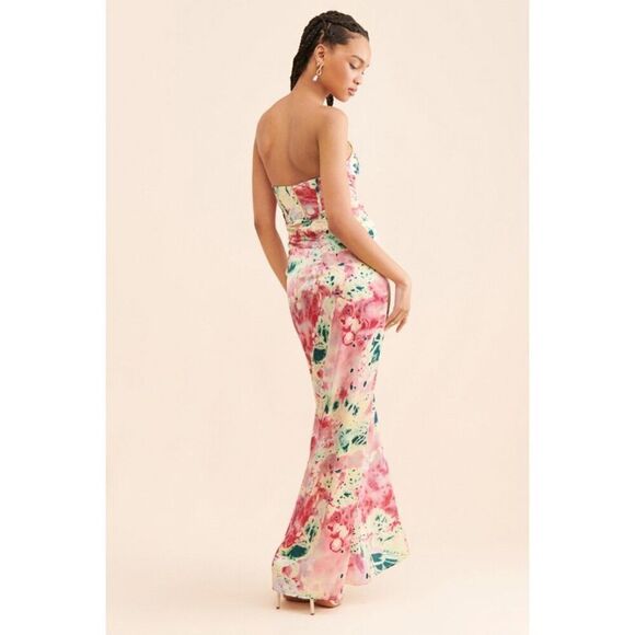 New Let Me Be Floral Corset Maxi Dress Size L - Picture 4 of 10